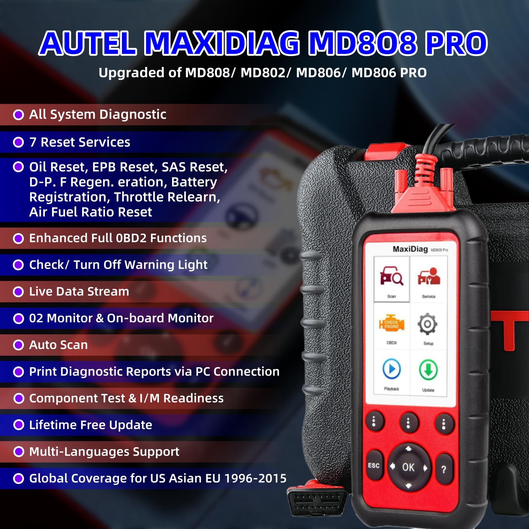 Amazon.com: Autel MaxiDiag MD808 Pro OBD2 Scanner, All System